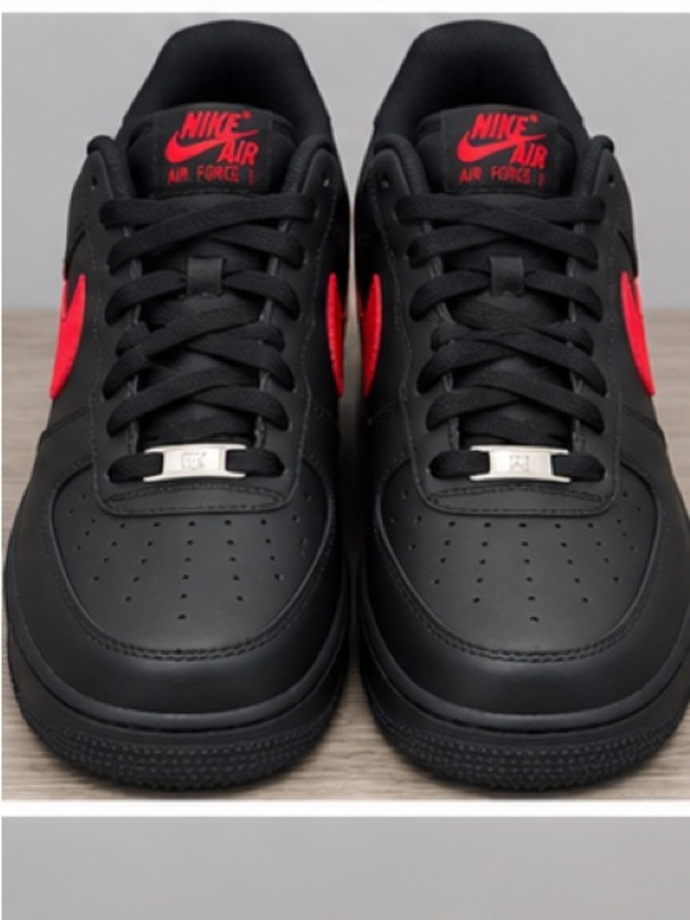 Nike Air Force 1 Low - Black with Red Swoosh